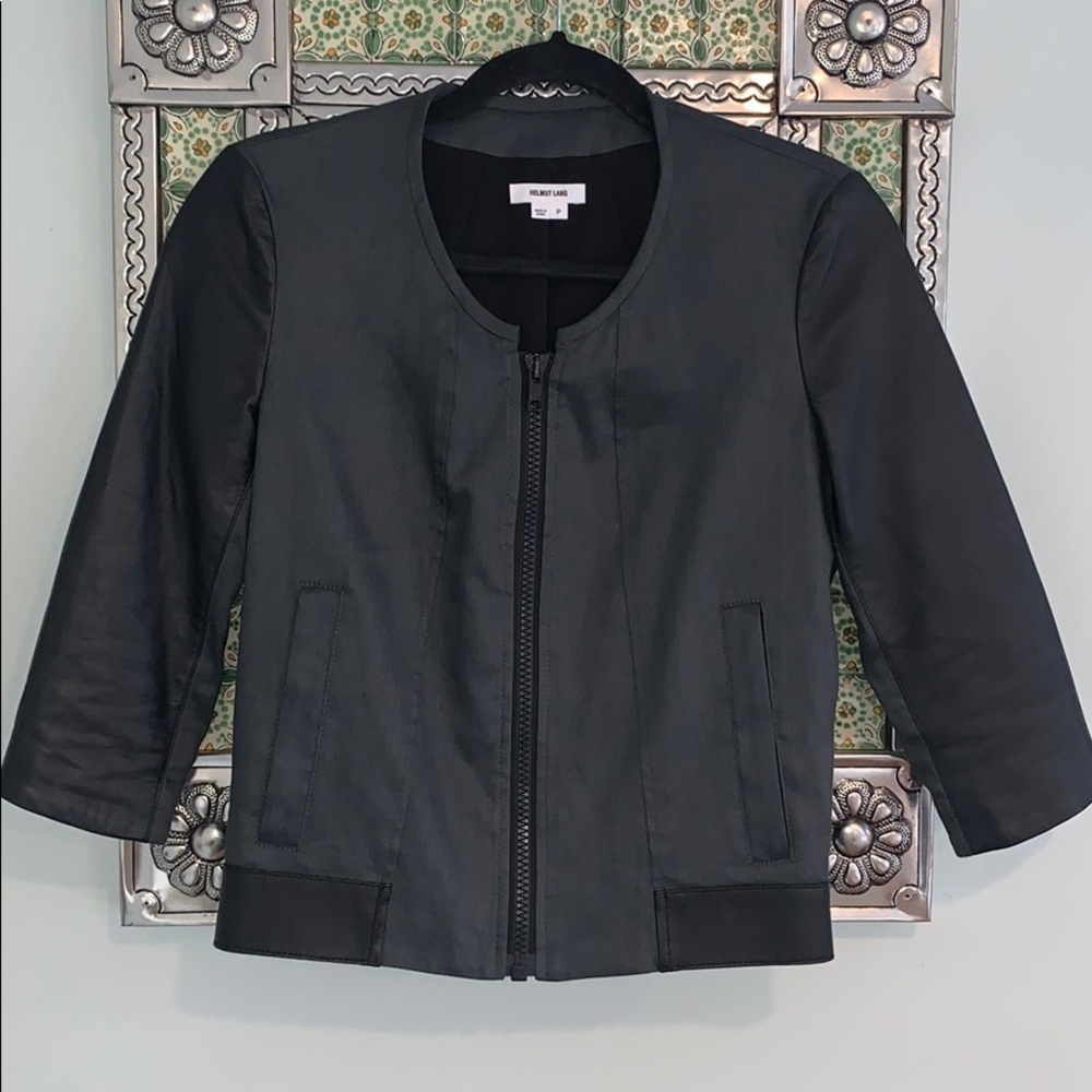 Helmut Lang Linen and Leather Blazer Jacket